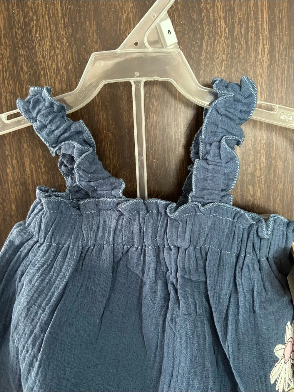 Baby Essentials Blue Gauzy Two Piece Outfit Flower Appliqués Summer Outfit 18 Mo